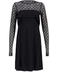 Givenchy - Kleedjes ,Zwart ,Tule Zwarte Gedrapeerde Jersey En Monogram Tule Mini Jurk - Lyst