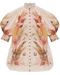 Zimmermann - Overhemden ,Roze ,Leer Billow Ascension Blouse - Lyst