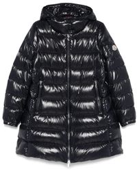 Moncler - Marineblauer Kapuzenmantel Mit Logo - Lyst
