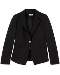 Oltre - Jassen ,Zwart ,Leer Getailleerde Blazer Van Technische Stof - Lyst