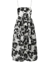 Stine Goya - Kleedjes ,Zwart ,Polyester Anemone Jacquard Midi Jurk - Lyst
