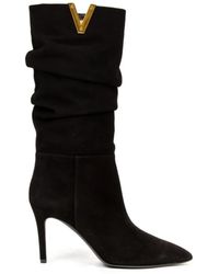 Via Roma 15 - Schwarzer wildlederstiefel - wadenlang - Lyst