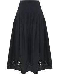 Kocca - Rokken ,Zwart ,Elegante Kant Detail Flowing Rok - Lyst