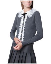 Self-Portrait - Gebreide Cardigan Met Kanten Kraag - Lyst