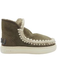 Mou - Schoenen ,Groen ,Suède Glitter Logo Sneaker Laarzen Shearling - Lyst