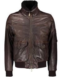 Moorer - Jassen ,Bruin ,Leer Elegante Leren Bomberjack - Lyst