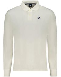North Sails - Tops ,Wit ,Katoen Witte Katoenen Polo Shirt Met Lange Mouwen - Lyst