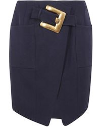 Balmain - Rokken ,Zwart ,Wol Korte Grain De Poudre Rok Met Riem - Lyst