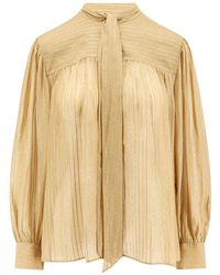 Chloé - Camicia di seta con dettagli lurex - Lyst