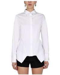 Givenchy - Overhemden ,Wit ,Katoen Peplum Shirt Met Lange Mouwen - Lyst