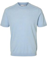 SELECTED - Merino Crew Neck T-Shirt - Lyst