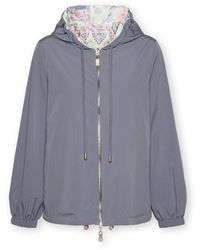 Elena Miro - Jassen ,Paars ,Polyester Omkeerbare Parka Met Print En Capuchon - Lyst