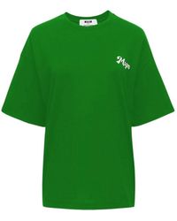 MSGM - Tops ,Groen ,Katoen Groene Katoenen T-Shirt Voor Vrouwen - Lyst