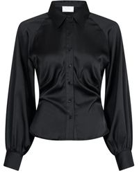 Neo Noir - Schwarzes sateen-shirt mit raglanärmeln - Lyst