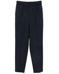 Peserico - Broeken ,Blauw ,Broek Met Elastische Tailleband - Lyst