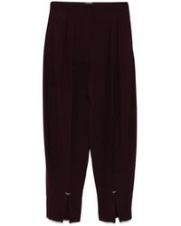 Mugler - Broeken ,Paars ,Paarse Geplooide Rechte Pijp Broek - Lyst