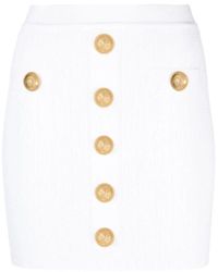 Balmain - Minirock Aus Geripptem Strick - Lyst