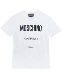 Moschino - Tops ,Wit ,Katoen Label T-Shirt - Lyst