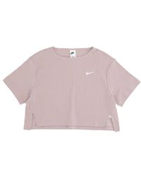 Nike - Fitness ,Roze ,Katoen Rib Jersey Cropped Top - Lyst