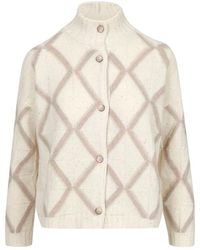 Gran Sasso - Truien & Vesten ,Wol Diamond Jacquard Cardigan - Lyst