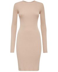 Philipp Plein - Kleedjes ,Polyester Gebreide Midi Jurk Met Gekruiste Bandjes - Lyst