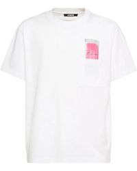 Jacquemus - Katoenen Eskimo T-Shirt Wit/Roze Ronde Hals - Lyst