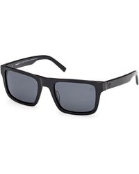 Timberland - Polarisierte Rechteckige Sonnenbrille Schwarz Glänzend - Lyst
