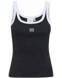 Gestuz - Tops ,Zwart ,Katoen Contrast Logo Slim Fit Top - Lyst