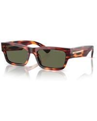 Prada - Polarisierte rechteckige sonnenbrille in rot/schwarz havana - Lyst
