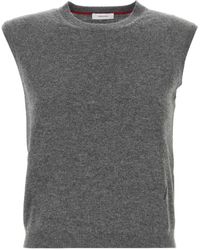 Ferragamo - Truien & Vesten ,Grijs ,Kasjmier Grijze Stretch Kasjmier Blend Vest - Lyst