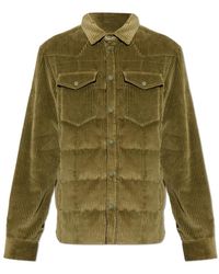 Moncler - Jassen ,Groen ,Katoen Gelt Corduroy Down Shirt Jacket - Lyst