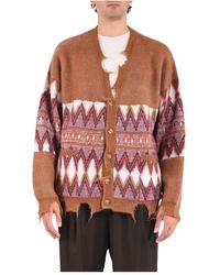 Laneus - Vernietigde Jacquard Wollen Vest - Lyst