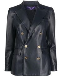 Ralph Lauren - Jassen ,Blauw ,Leer Camden Lined Jacket - Lyst