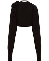 Alberta Ferretti - Truien & Vesten ,Zwart ,Wol Bloemig Ontwerp Sweater Aw 25 - Lyst