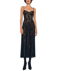 Norma Kamali - Schwarzes Spitzen Midi Kleid - Lyst