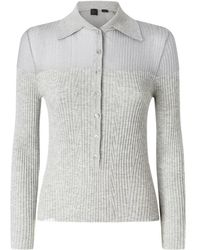 Pinko - Truien & Vesten ,Grijs ,Grijze Button-Up Sweater Lange Mouw - Lyst