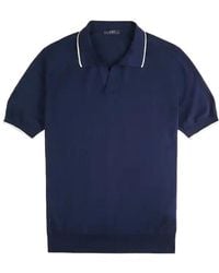 Fay - Tops ,Blauw ,Katoen Polo Shirt Met Korte Mouwen En V-Hals - Lyst