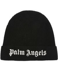 Palm Angels - Beanie logo nero bianco - Lyst