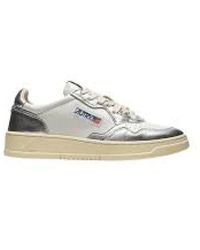 Autry - Silber Weiße Leder Low Sneakers - Lyst