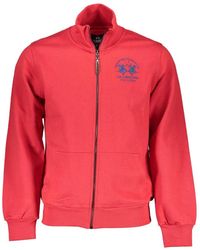 La Martina - Hoodies & Sweatvesten ,Rood ,Rode Zip-Up Sweater Met Borduurwerk - Lyst