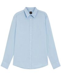HUGO - Overhemden ,Blauw ,Linnen Boss Shirts - Lyst