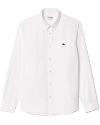Lacoste - Overhemden ,Wit ,Katoen Elegant Katoenen Overhemd - Lyst