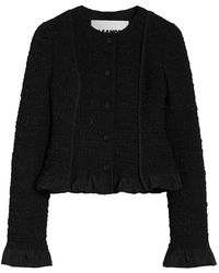 Jil Sander - Schwarze Drapierte Manschetten-Saum Jacke - Lyst