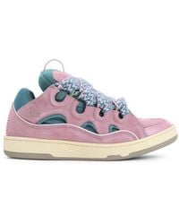 Lanvin - Schoenen ,Roze ,Leer Curb Deconstructed Lage Sneakers - Lyst
