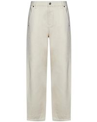 Victoria Beckham - Jeans bianchi in denim di cotone lavato a vita bassa e vestibilità comoda - Lyst