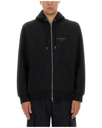 Givenchy - Hoodies & Sweatvesten ,Zwart ,Katoen Hoodie Met Ritssluiting En Stempelprint - Lyst