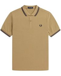 Fred Perry - Tops ,Katoen Katoenen Polo Shirt Met Dubbele Streep - Lyst