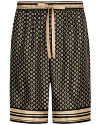 Dolce & Gabbana - Silk Twill Jogging Shorts With Dg Logo Print - Lyst