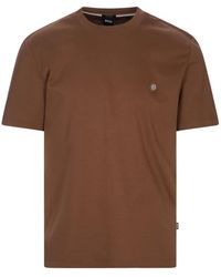 HUGO - Braune Monogramm-Patch T-Shirts Und Polos - Lyst