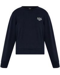 A.P.C. - Hoodies & Sweatvesten ,Blauw ,Katoen Sweatshirt Met Geborduurd Logo - Lyst